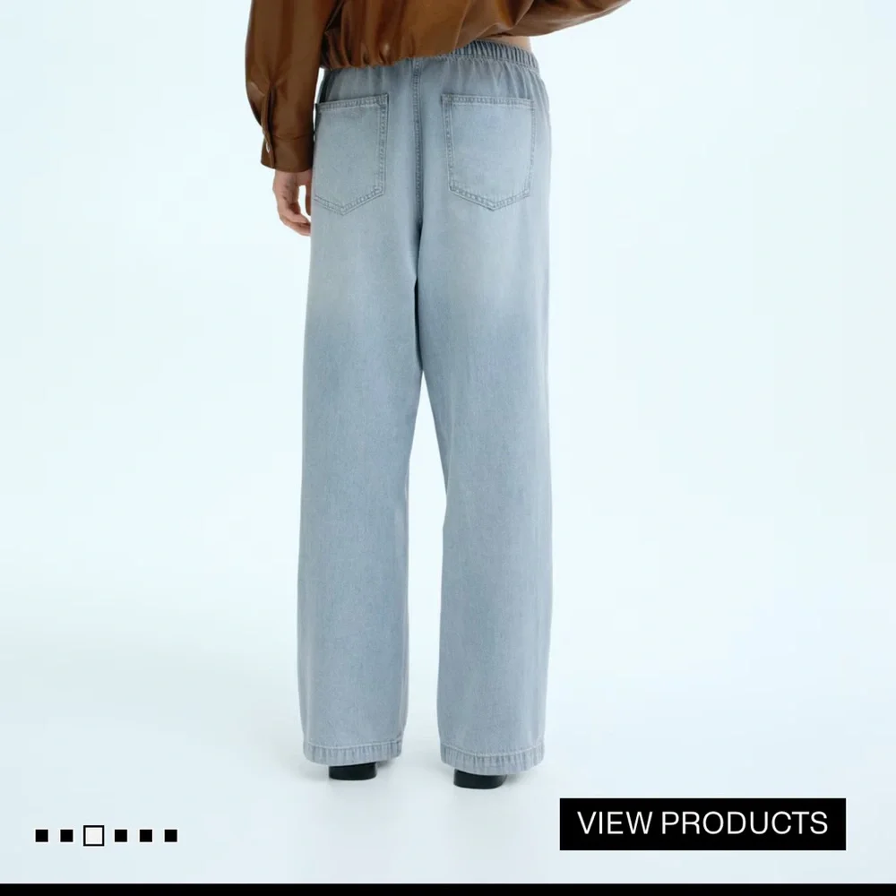 Loose fit- Denim drawstring pants